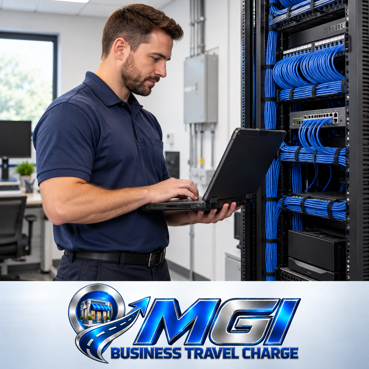 Technician Servicing a Network Cabinet-4